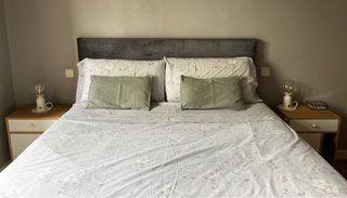 Cabecero tapizado Leroy Merlin 150cm gris