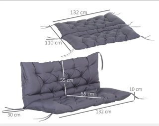 Cuscino per panca da giardino o dondolo 132x110x10cm