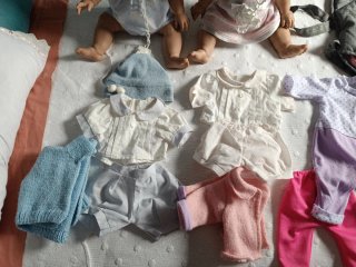 Muñecos bebés gemelos con ropa y mochila porta beb