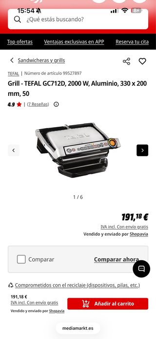 Tefal OptiGrill+ Parrilla Eléctrica