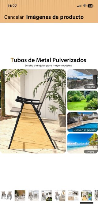 2 Sillas de Terraza Plegables Beige