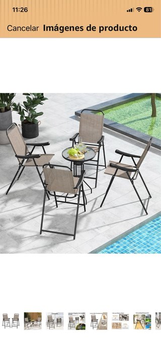 2 Sillas de Terraza Plegables Beige