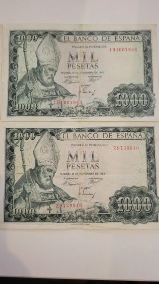 4 Billetes 1000 Pesetas, de 1965