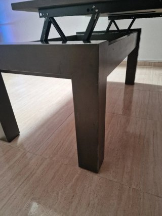Mesa elevable moderna madera y cristal