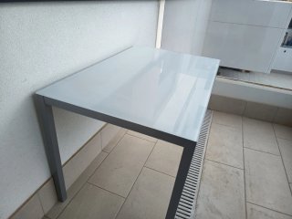 Mesa cristal patas metálicas 170x110