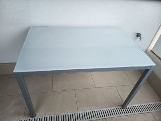 Mesa cristal patas metálicas 170x110