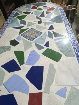 Mesa mosaico terraza cerámica metal