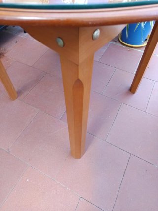 Mesa redonda cristal y madera