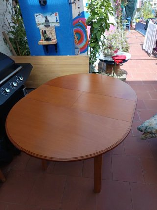 Mesa redonda cristal y madera