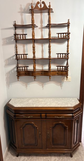 Mueble y Estantería Madera y Mármol