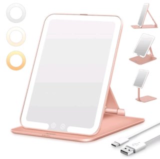 Espejo de Maquillaje LED Rosa Dorado