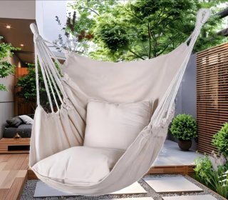 Hamaca colgante beige para jardín