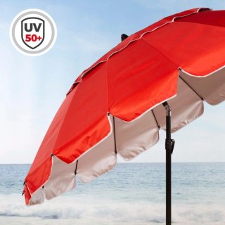 Sombrilla playa antiviento 16 varillas 220 cm roja