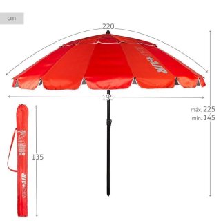 Sombrilla playa antiviento 16 varillas 220 cm roja