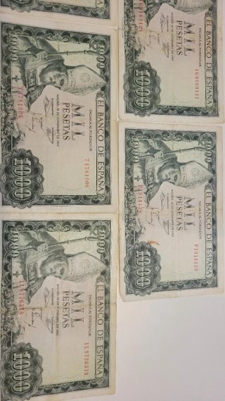 5 Billetes 1000 Pesetas 1965 El Banco de España