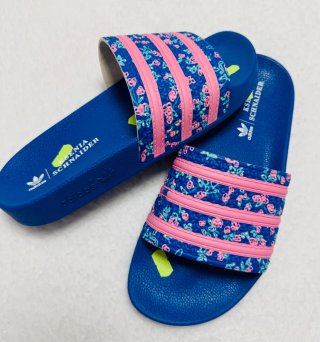Chanclas Adidas Mujer Estampado Floral Azul Rosa