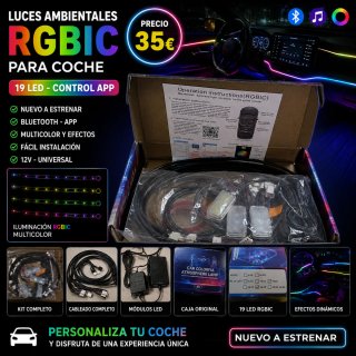 Luces Ambientales RGBIC Coche 19 LED
