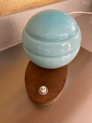 Lámpara de mesa antigua cristal azul