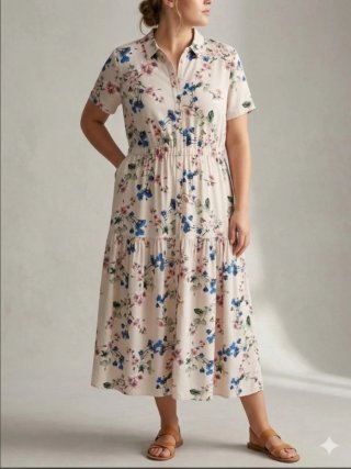 Vestido camisero maxi Object floral