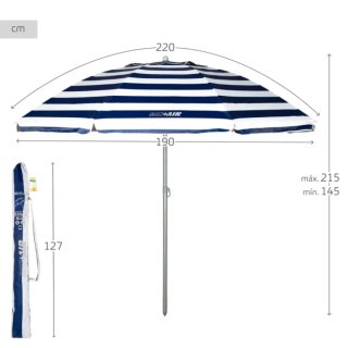 Sombrilla playa Ø220 UV50 antiviento inclinable