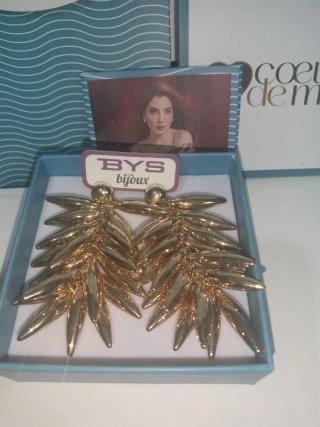 Orecchini BYS Bijoux Metallo Foglie Oro