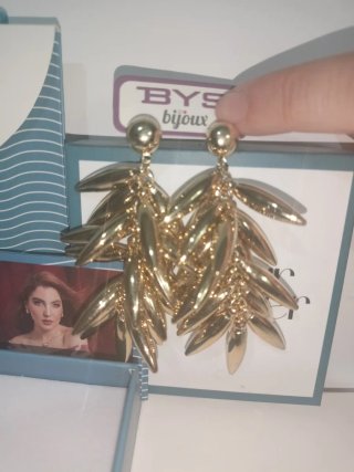 Orecchini BYS Bijoux Metallo Foglie Oro