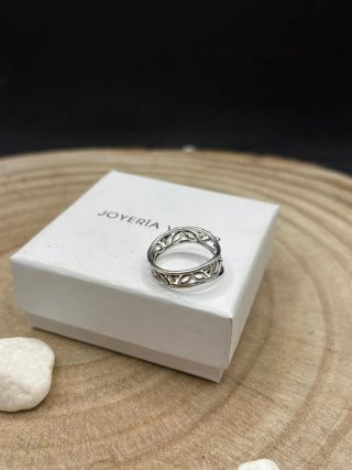Anillo plata diseño flores