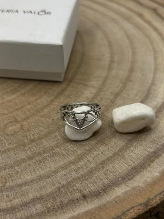 Anillo plata diseño flores