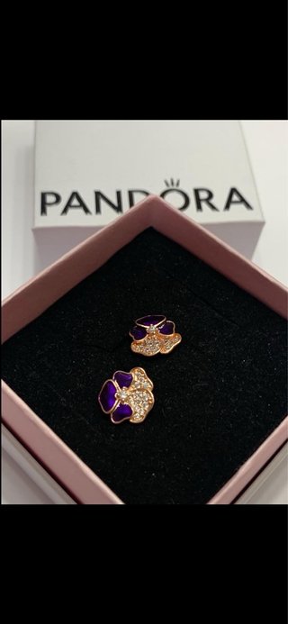 Pendientes Pandora Flor Morado rosado