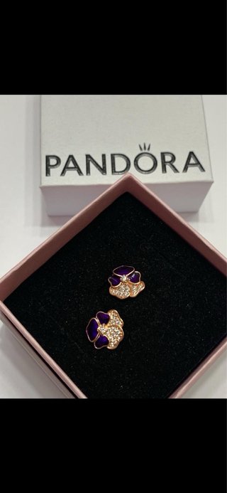 Pendientes Pandora Flor Morado rosado