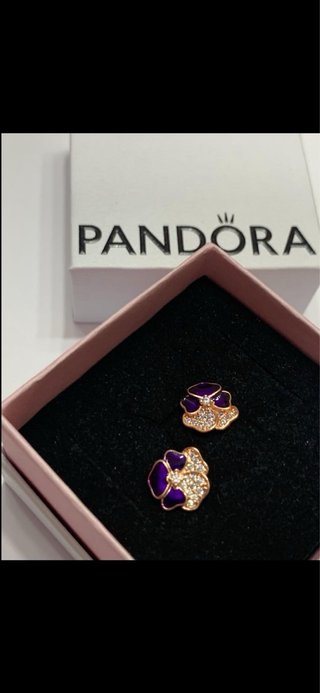Pendientes Pandora Flor Morado rosado