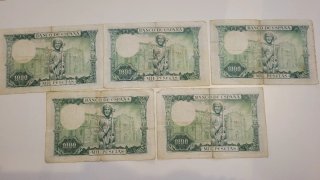 Lote 5 Billetes 1000 (mil) Pesetas España 1965