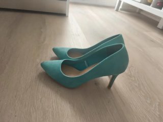 Zapatos tacón azul turquesa Talla 38