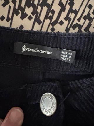 Falda pana azul marino Stradivarius