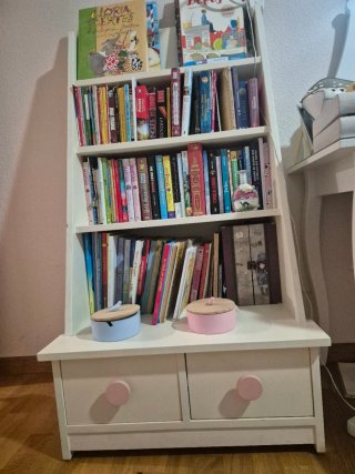 Librería blanca madera maciza