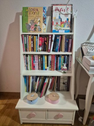Librería blanca madera maciza