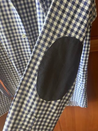 Camisa Zara cuadros azul y blanco con coderas