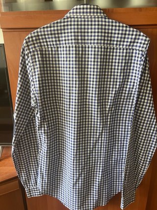 Camisa Zara cuadros azul y blanco con coderas