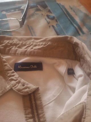 Camiseta Polo Massimo Dutti Blanca Beige