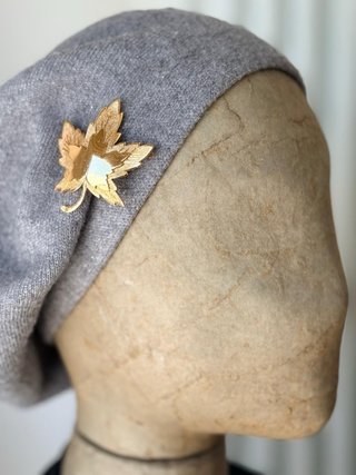 Spilla Monet Foglia Vintage Oro