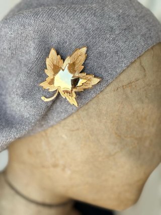 Spilla Monet Foglia Vintage Oro
