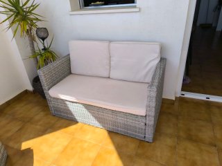 Sofá de exterior ratán Korfu gris claro