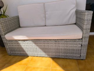 Sofá de exterior ratán Korfu gris claro