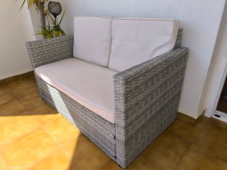 Sofá de exterior ratán Korfu gris claro