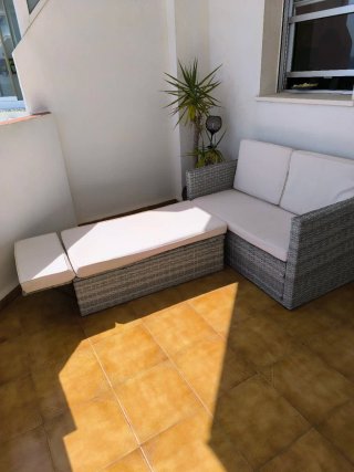 Sofá de exterior ratán Korfu gris claro