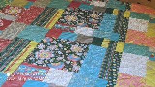 Manta Patchwork Multicolor Gato Preto
