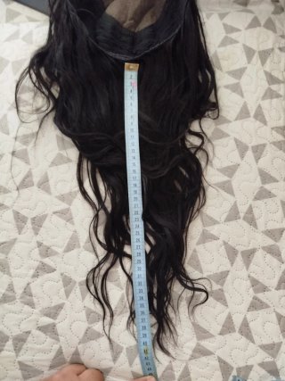 Peluca pelo natural larga y ondulada negra