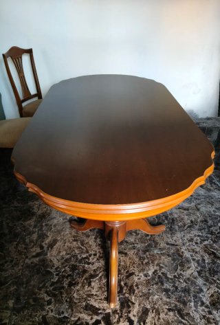 Mesa comedor extensible + 6 sillas madera