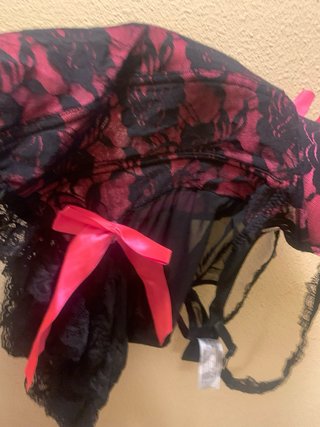 Camisón sexy encaje rosa y negro
