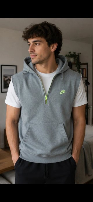 Sudadera Nike sin mangas gris con cremallera